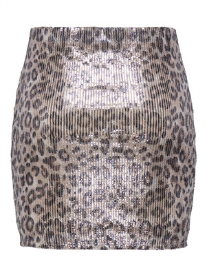JDYLeona Sequins Mini Nederdel - Brown Rice/Leopard